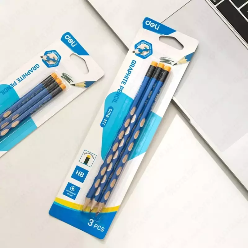 Grafit qalam o'chirgichli "Deli" U-TOUCH EC016MT, HB, yog'och, 3 dona. (m. - 016-MT-EC)