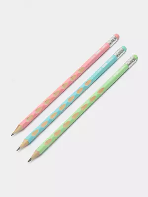 Чернографитный карандаш с ластиком "Deli" НВ, дерево, 3 цв. (Арт. - 024-HB-EC)