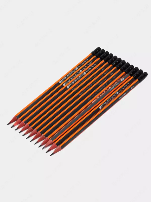 Чернографитный Карандаш "Deli" с ластиком НВ, 12 шт., карт. уп (Арт.- 37014e-12pcs)