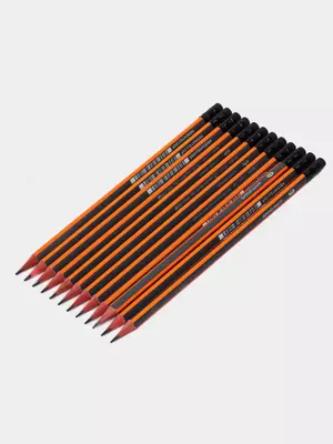 Чернографитный Карандаш "Deli" с ластиком НВ, 12 шт., карт. уп (Арт.- 37014e-12pcs)