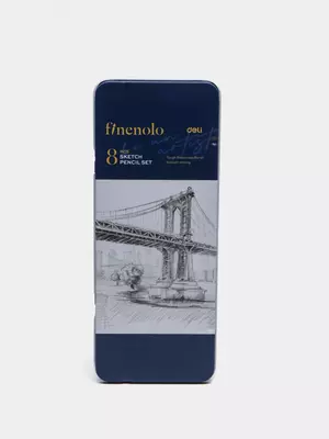 "Deli" Finenolo eskiz uchun qalamlar to'plami, 8 dona, yog'och, metall. qalam qutisi (26-C-modda)