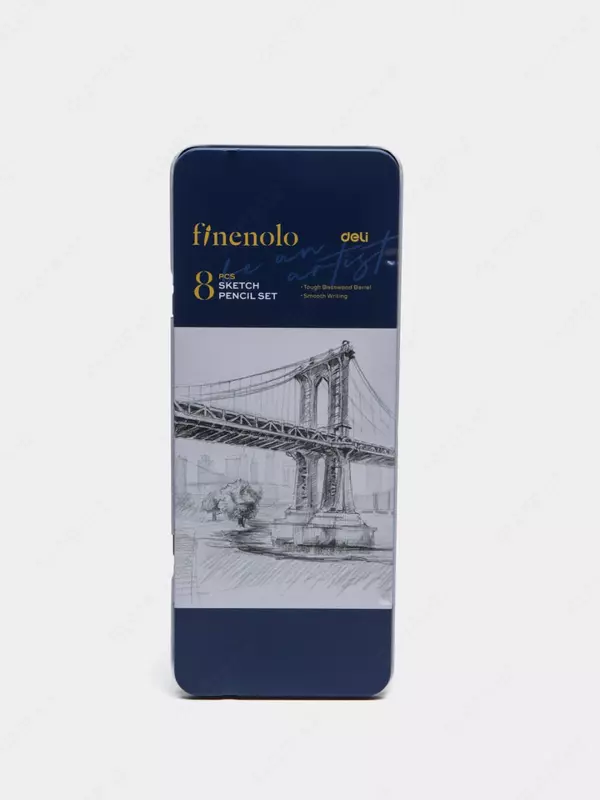 Набор карандашей для скетчинга "Deli" Finenolo, 8 шт, дерево, мет. пенал (Арт. - 26-C)