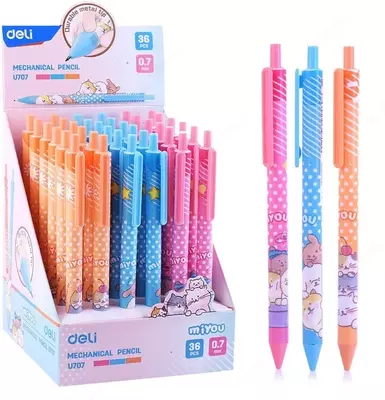 Механический чернографитный карандаш "Deli" Miyou, 0.7 мм, пластик, карт. дисплей (Арт. - 707-EU) Ассортимент