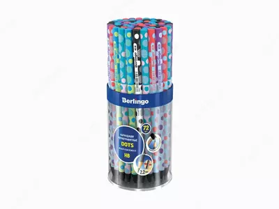 Чернографитный Карандаш "Berlingo" Dots, НВ, черн. дерево, заточенный (Арт.- BP01301) Ассортимент