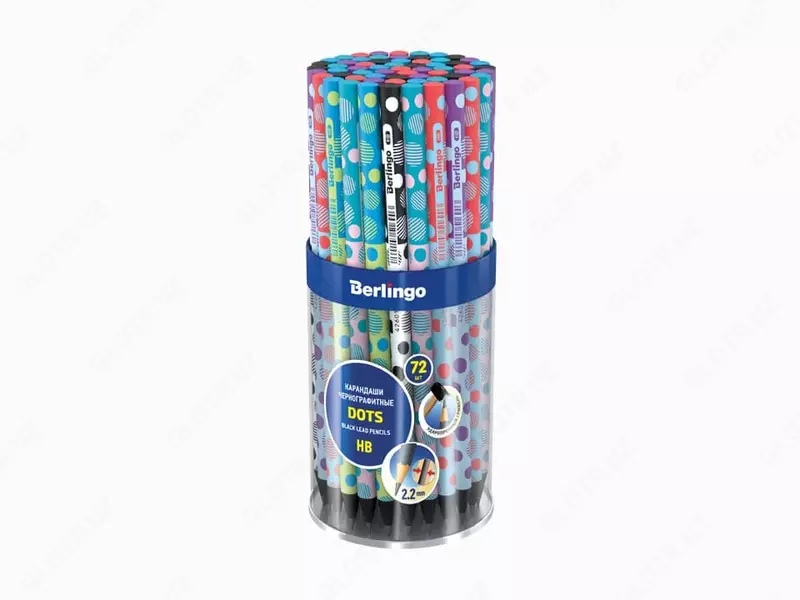 Чернографитный Карандаш "Berlingo" Dots, НВ, черн. дерево, заточенный (Арт.- BP01301) Ассортимент