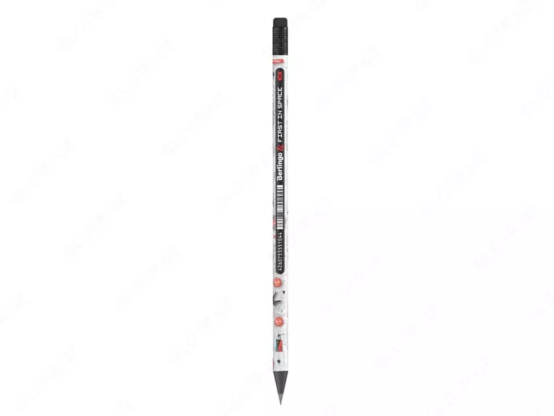 Grafit qalam "Berlingo" Kosmosda birinchi, HB, silgi, qora. yog'och, o'tkir (Art.- BP01323)