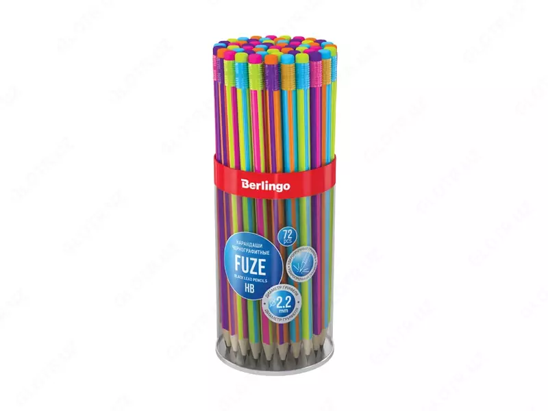 Qora grafit qalam "Berlingo" Fuze, HB, yorug'lik. yog'och, o'tkir (Art.- BP00865) Assortiment
