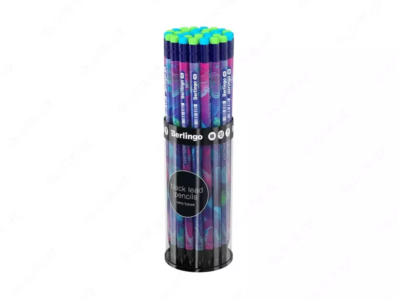 Чернографитный Карандаш "Berlingo" Retro Future, НВ, ластик, черн. дерево, заточенный (Арт.- BP00S08)