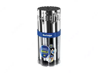 Чернографитный Карандаш "Berlingo" Riddle, НВ, черн. дерево, заточенный (Арт.- BP01165) Черный/Белый