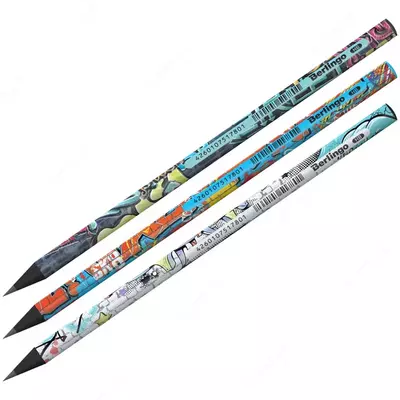 Чернографитный Карандаш "Berlingo" Street Art, НВ, черн. дерево, заточенный (Арт.- BP01302)