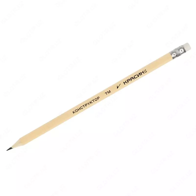 Чернографитный Карандаш "Красин" Конструктор, ТМ (НВ), светл. дерево, заточен, ластик (Арт.- С-320)