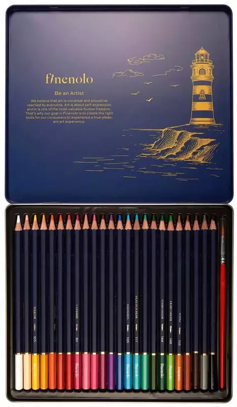 Набор цветных акварельных карандашей "Deli" Finenolo, 24 цв., металлич. пенал (Арт. - 129-24-C)