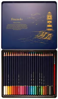 Набор цветных акварельных карандашей "Deli" Finenolo, 24 цв., металлич. пенал (Арт. - 129-24-C)
