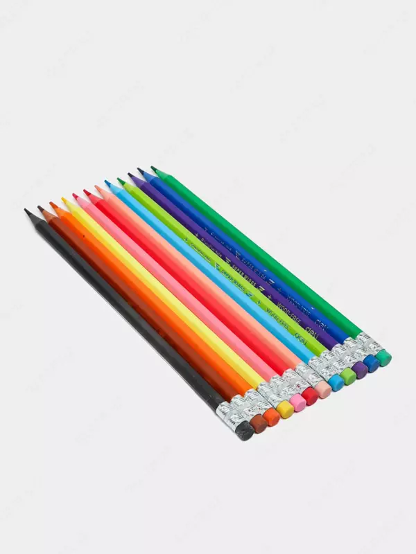 Набор цветных карандашей "Deli" Super Wings, 12 цв, пластик. корп., ластик (Арт. - 126-12-C)