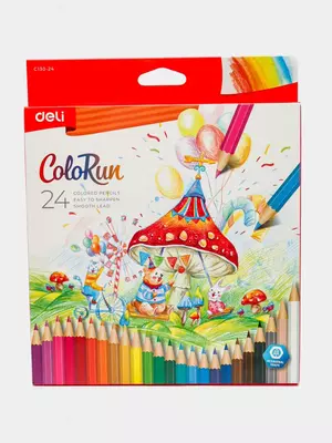 Набор цветных карандашей "Deli" ColoRun, 24 цв., шестигранный корпус, карт. уп (Арт. - 130-24-EC)