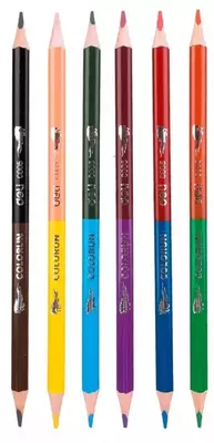 Набор цветных двухсторонних карандашей "Deli" ColoRun NEW, 12 цв. 6 шт. (Арт. - 00500-EC)