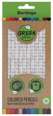 Набор цветных карандашей "Berlingo" SuperSoft. Green Series, 12 цв., бум. корп, крафт. уп. (Арт. - SSG0712)