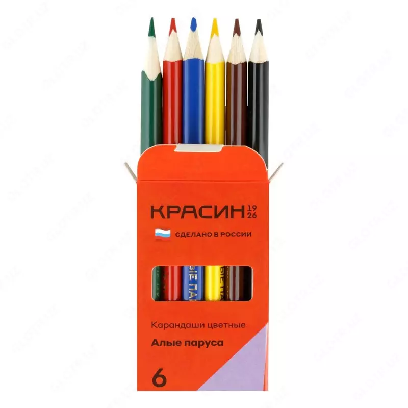 Набор цветных карандашей "Красин" Алые Паруса, 6 шт, карт. уп., заточен (Арт. - КР-060100)