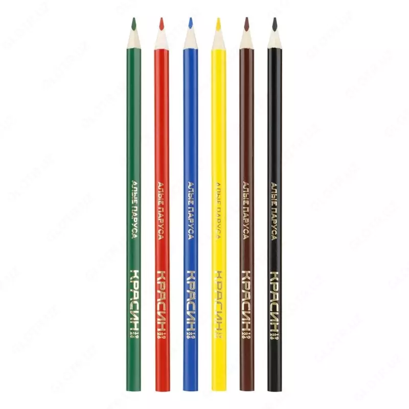 Набор цветных карандашей "Красин" Алые Паруса, 6 шт, карт. уп., заточен (Арт. - КР-060100)