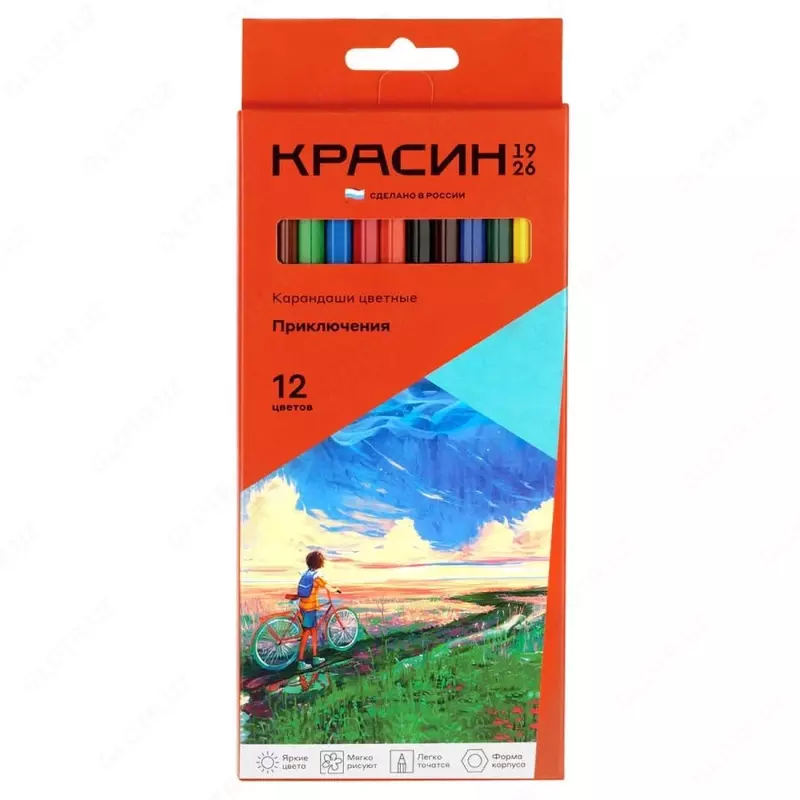 Набор цветных карандашей "Красин" Приключения, 12 шт, карт. уп., заточен (Арт. - КР-120200)
