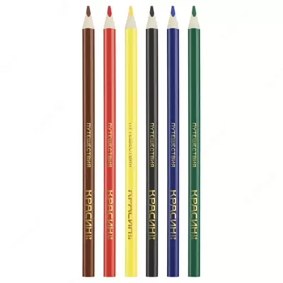 Набор цветных карандашей "Красин" Путешествия, 6 шт, карт. уп., заточен (Арт. - КР-060800)