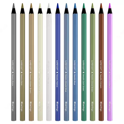 Rangli qalamlar to'plami "Berlingo" SuperSoft. Metall, 12 rang, qora yog'och, PVX paket. (modda - SSM0506)