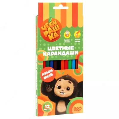 Набор цветных карандашей "Мульти-Пульти" Чебурашка, 12 цв, картонная уп., заточен (Арт. - CPЧБ_52996)