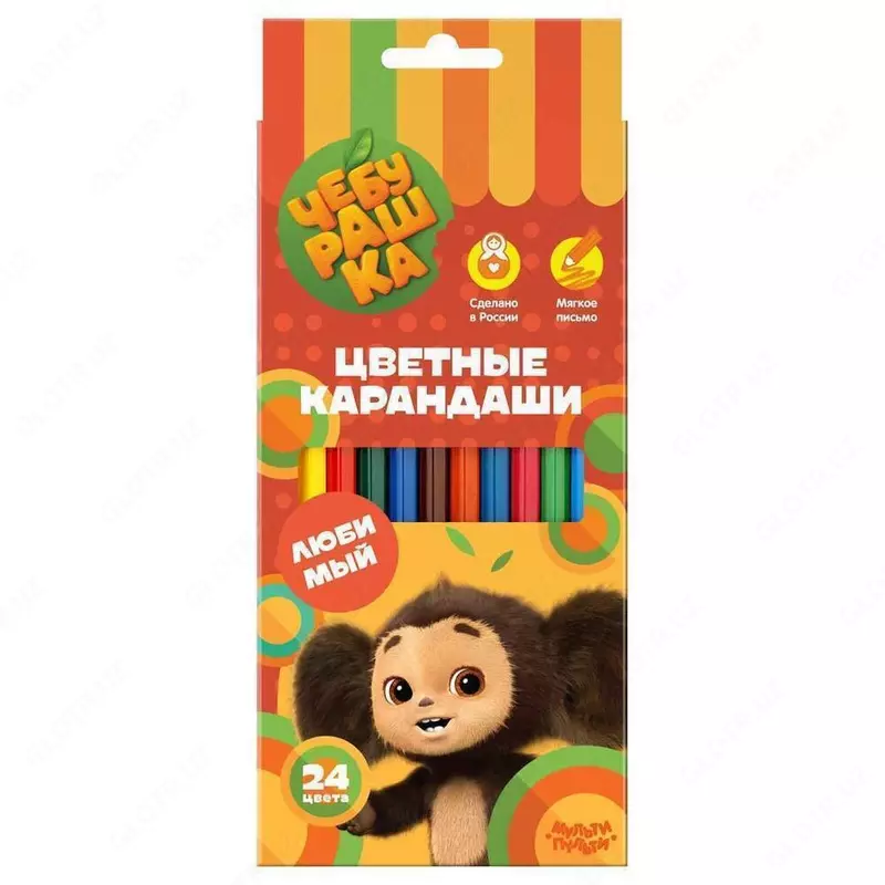 Rangli qalamlar to'plami "Multi-Pulti" Cheburashka, 24 ta rang, karton o'ram, o'tkir (Art. - CPChB_52997)