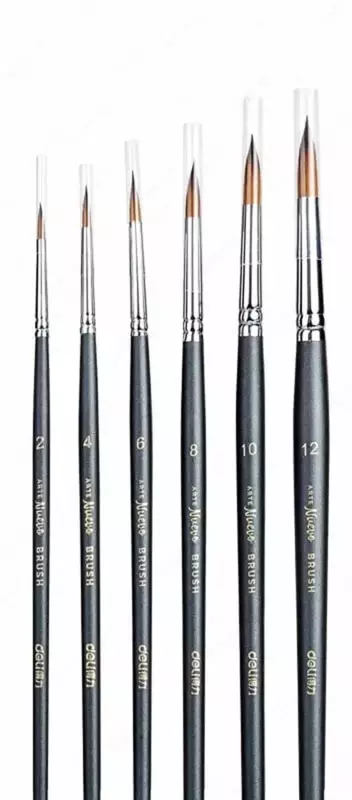 Набор художественных круглых кистей "Deli" Nuevo, нейлон, 6 шт, жесткие (Арт. - 281-4-EC)