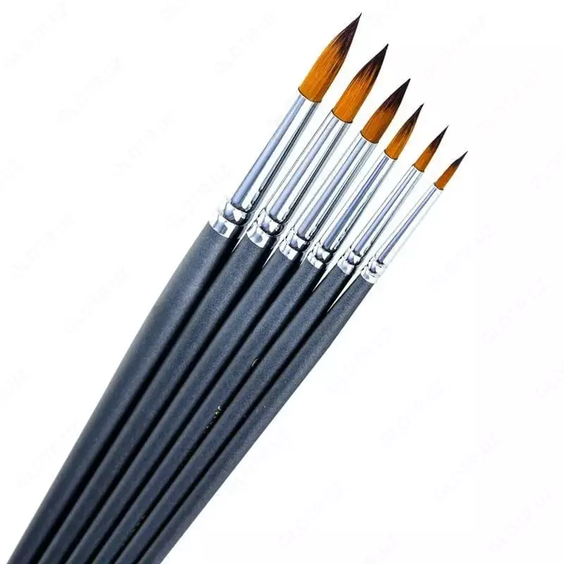 Набор художественных круглых кистей "Deli" Nuevo, нейлон, 6 шт, жесткие (Арт. - 281-5-EC)