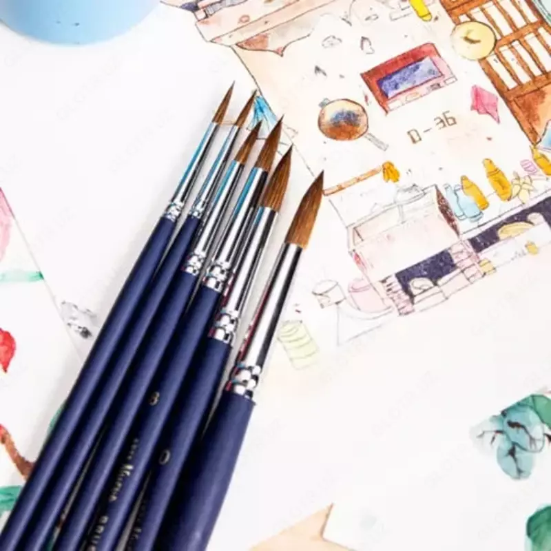 Набор художественных круглых кистей "Deli" Nuevo, нейлон, 6 шт, мягкие (Арт. - 283-1-EC)