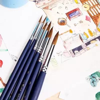 Badiiy dumaloq cho'tkalar to'plami "Deli" Nuevo, neylon, 6 dona, yumshoq (Art. - 283-2-EC)