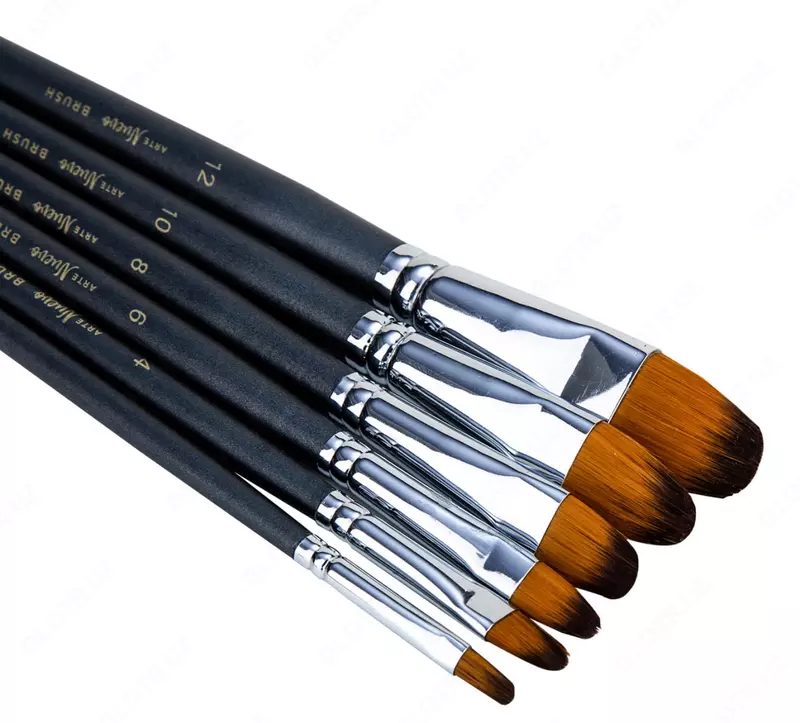 Badiiy tekis cho'tkalar to'plami "Deli" Nuevo, neylon, 6 dona, qattiq (Art. - 282-4-EC)