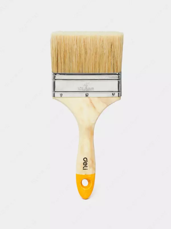 Малярная плоская кисть 4" (иск. щетина) "Deli" Tools, дерев. ручка, шир. 101.6 мм (Арт.- EDL509124)