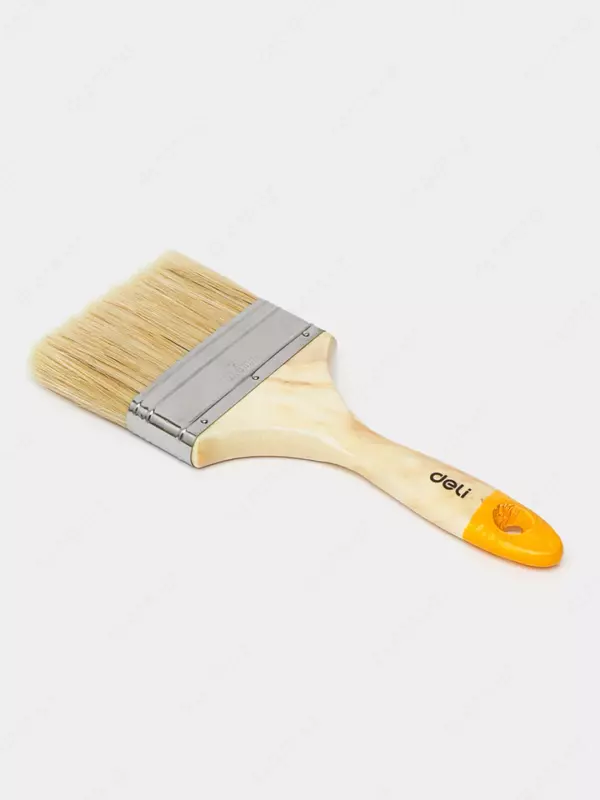 Малярная плоская кисть 4" (иск. щетина) "Deli" Tools, дерев. ручка, шир. 101.6 мм (Арт.- EDL509124)
