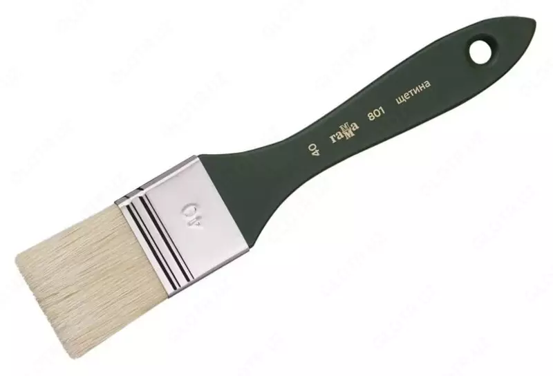 Художественная флейцевая плоская кисть № 40 "Гамма", щетина (Арт. - 801040)