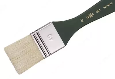 Художественная флейцевая плоская кисть № 40 "Гамма", щетина (Арт. - 801040)