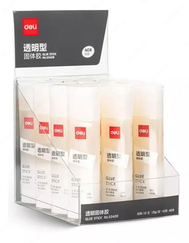 Yelim tayoq (yuqori yopishqoqlik) "Deli" 21 gr., shaffof (modda - 53409)