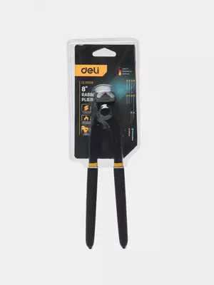Клещи монтажные (вязальные) "Deli Tools" 8", 200 мм, резин. рукоятки (Арт. - EDL111008) Черные