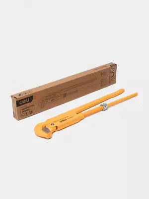 Tutqichli kalit (quvur) "Deli Tools" 1,5", 420 mm, 90 daraja, tekis jag'lar (Art. - EDL105155) Sariq