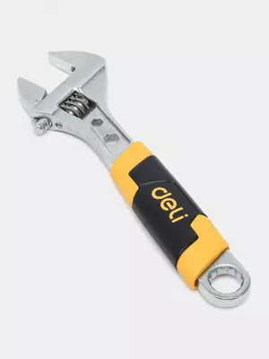 Монтажный ключ (разводной) "Deli Tools" 200 мм, 0-28 мм, резин. рукоять (Арт. - EDL30108) Хром