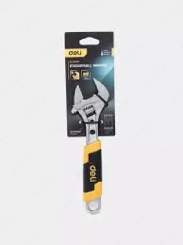 O'rnatish kaliti (sozlanishi) "Deli Tools" 200 mm, 0-28 mm, kauchuk. tutqich (Art. - EDL30108) Chrome