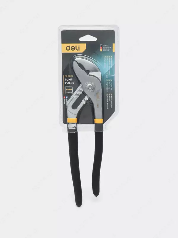 Сантехнический ключ (переставные клещи) "Deli Tools" 250 мм, 8-55 мм, обливная рукоять (Арт. - EDL2610)