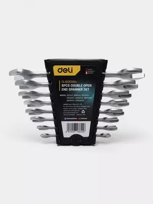 Kalitlar to'plami (ochiq) "Deli Tools" 8 dona, 6-22 mm, plastmassa. korpus (Art. - EDL160008A) Chrome