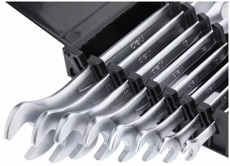 Kalitlar to'plami (kombinatsiya) "Deli Tools" 8 dona, 6-19 mm, plastmassa. korpus (Art. - EDL130008A) Chrome