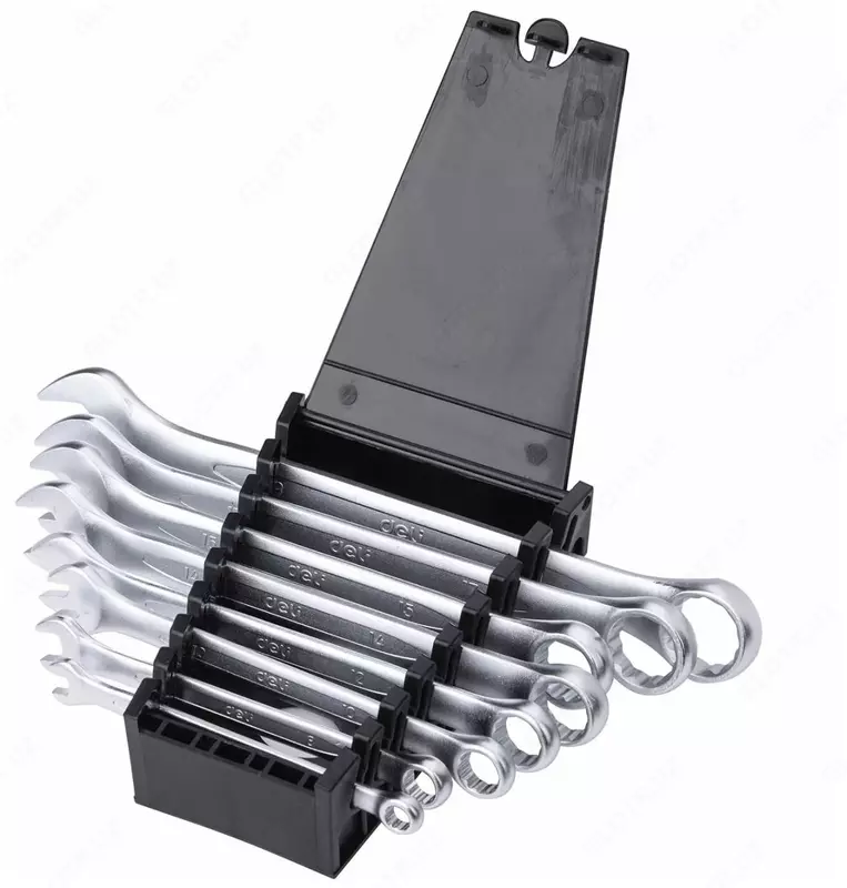 Kalitlar to'plami (kombinatsiya) "Deli Tools" 8 dona, 6-19 mm, plastmassa. korpus (Art. - EDL130008A) Chrome