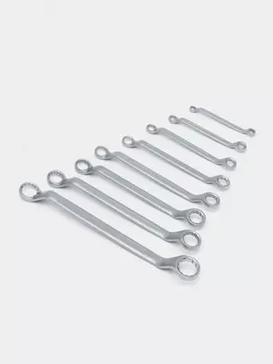 Kalitlar to'plami (ochiq, kavisli) "Deli Tools" 8 dona, 6-22 mm, plastmassa. korpus (Art. - EDL150008A) Chrome