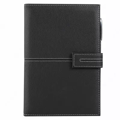 Записная книжка (клетка) "Deli" А5, 210 х 143 мм, 120 л., иск. кожа, застежка, закладка ляссе (Арт. - 139G-N-bk) Черная