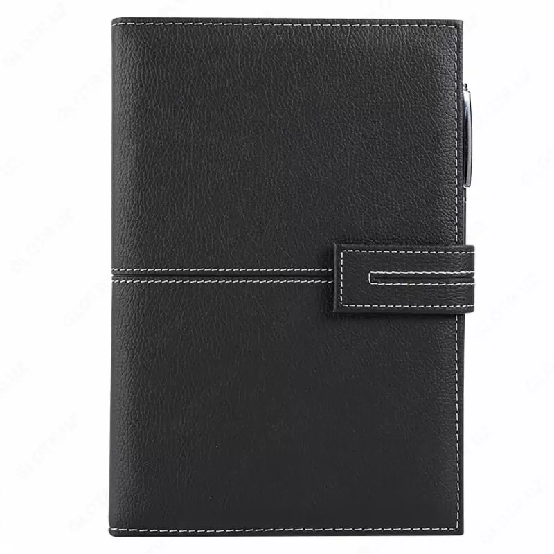 Записная книжка (клетка) "Deli" А5, 210 х 143 мм, 120 л., иск. кожа, застежка, закладка ляссе (Арт. - 139G-N-bk) Черная