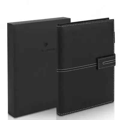 Записная книжка (клетка) "Deli" А5, 210 х 143 мм, 120 л., иск. кожа, застежка, закладка ляссе (Арт. - 139G-N-bk) Черная